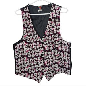 Vintage Disney Mickey Unlimited One Size Fits Most Button Down Mikey Pink Vest